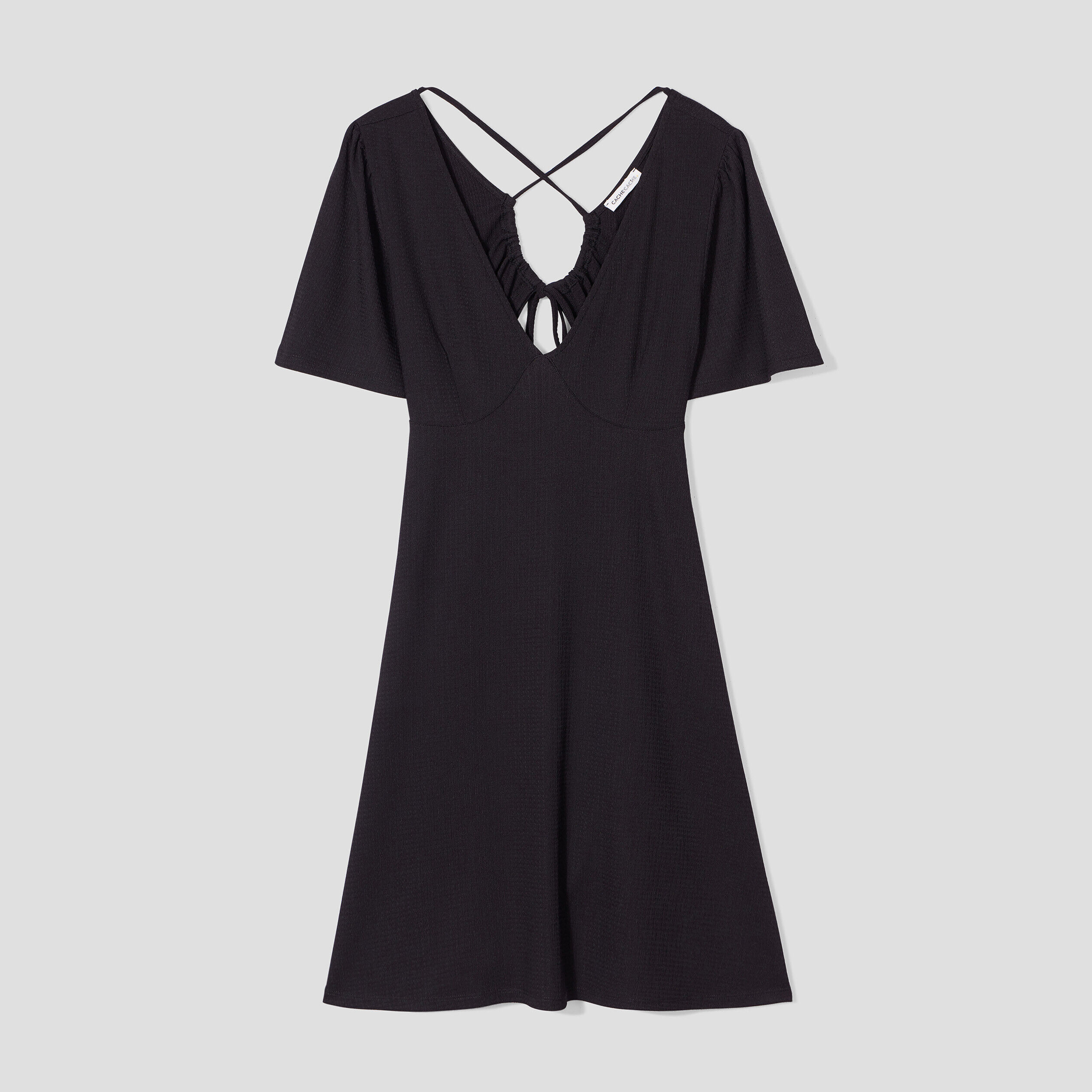 Robe patineuse dos laçage noir femme | Cache Cache