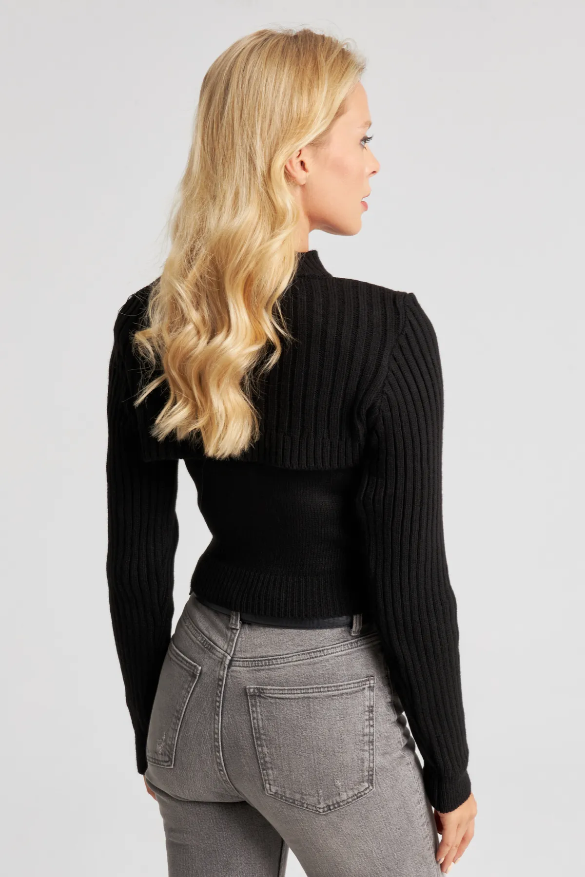 Cool & Sexy  Schwarzer Bolero-Strickanzug für Damen YZ524