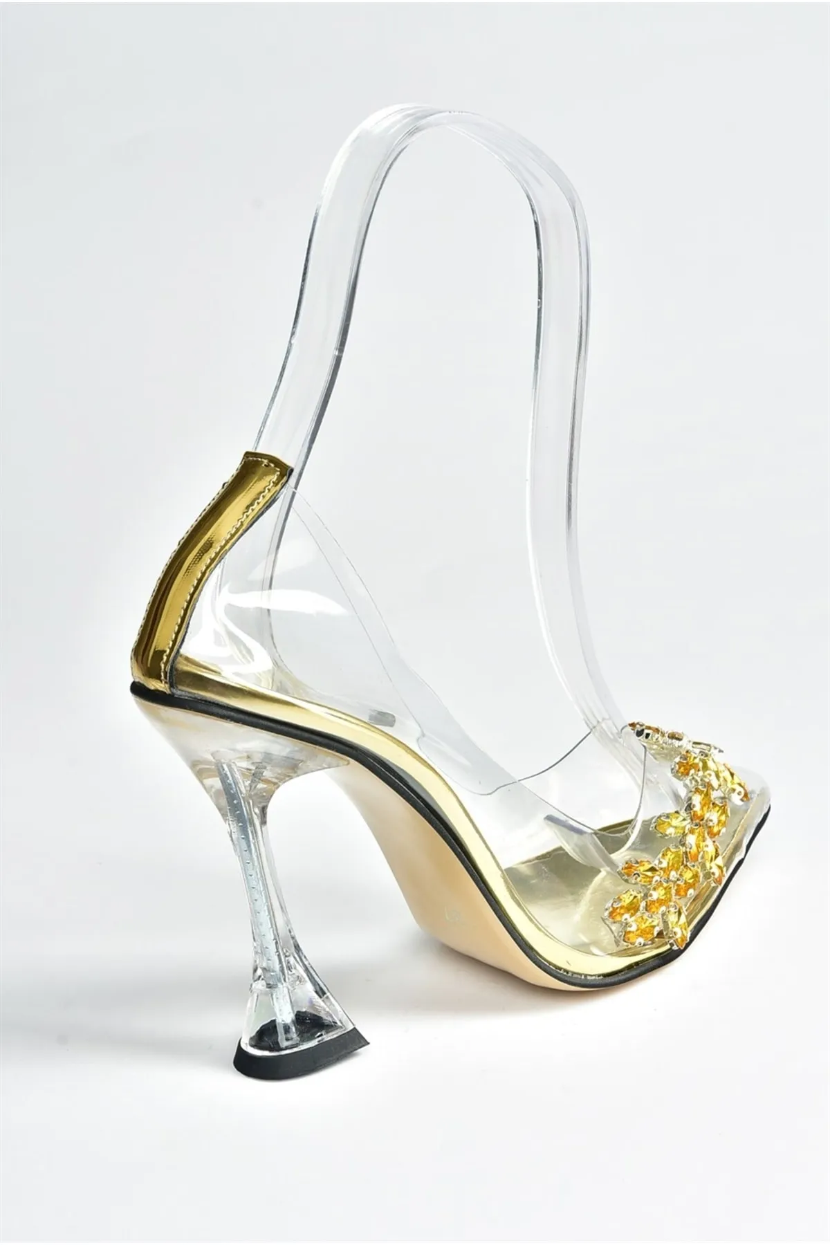 Fox Shoes  Damenschuhe mit goldfarbenem, transparentem Stein und Absatz K752715223