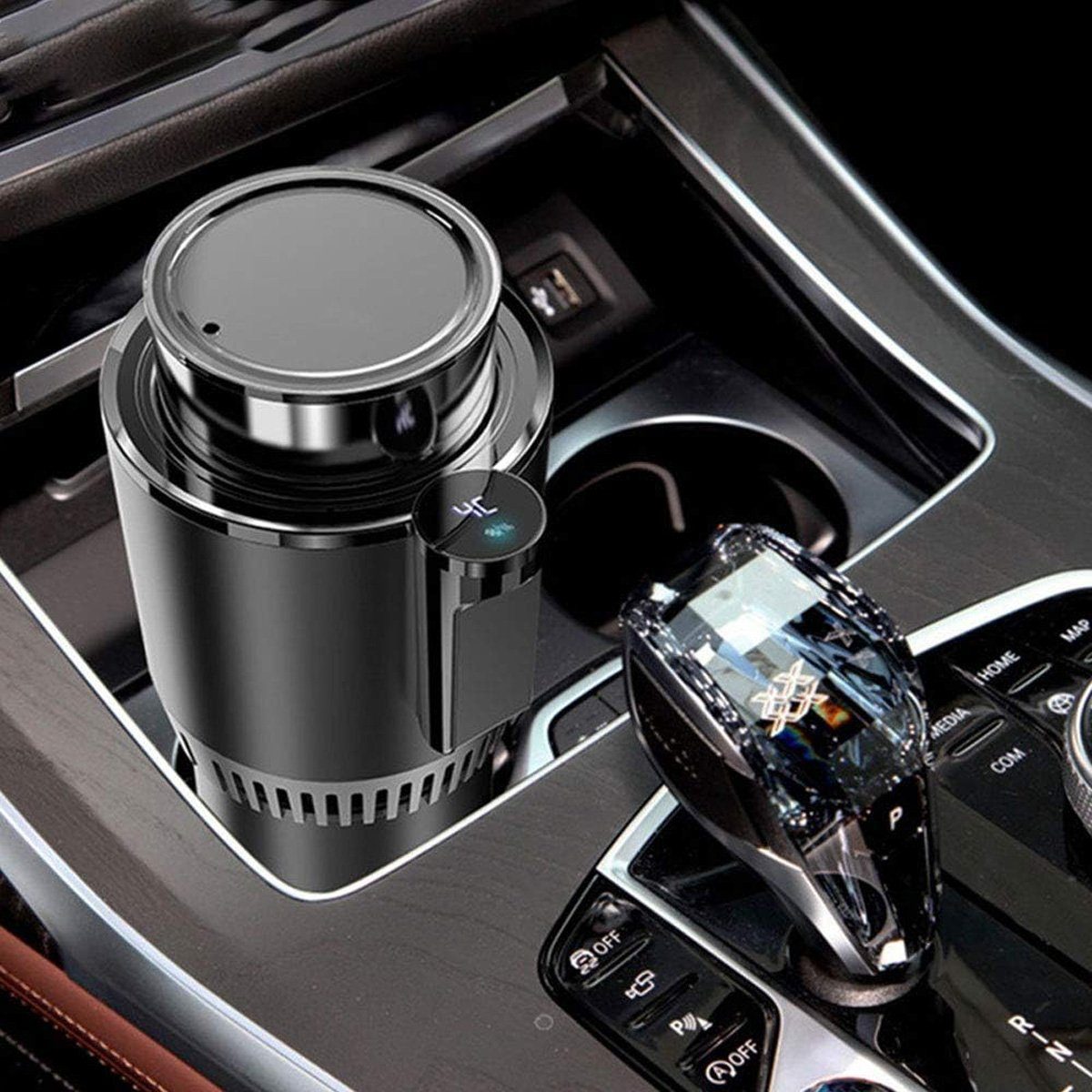 götäzer Tassenwärmer 2-in-1-Smart-Auto-Tassenwärmer, Smarter Auto-Getränkehalter mit LED-Temperaturanzeige