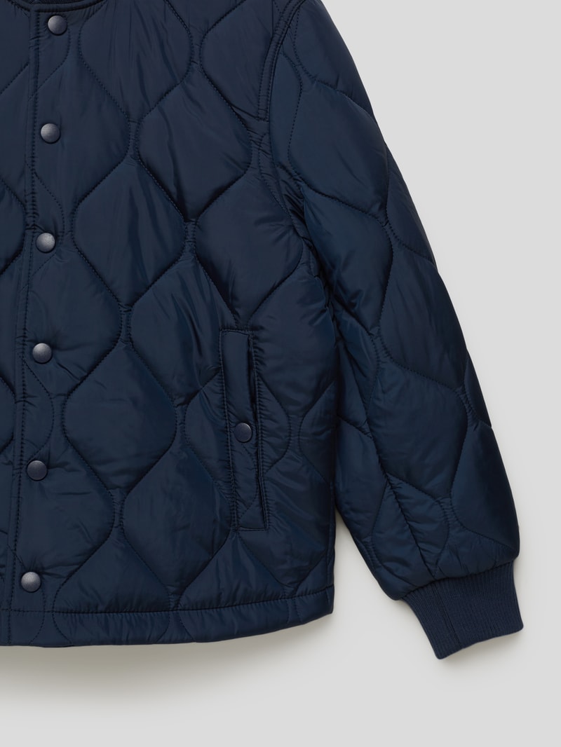 Bomberjacke in Stepp-Optik in marineblau