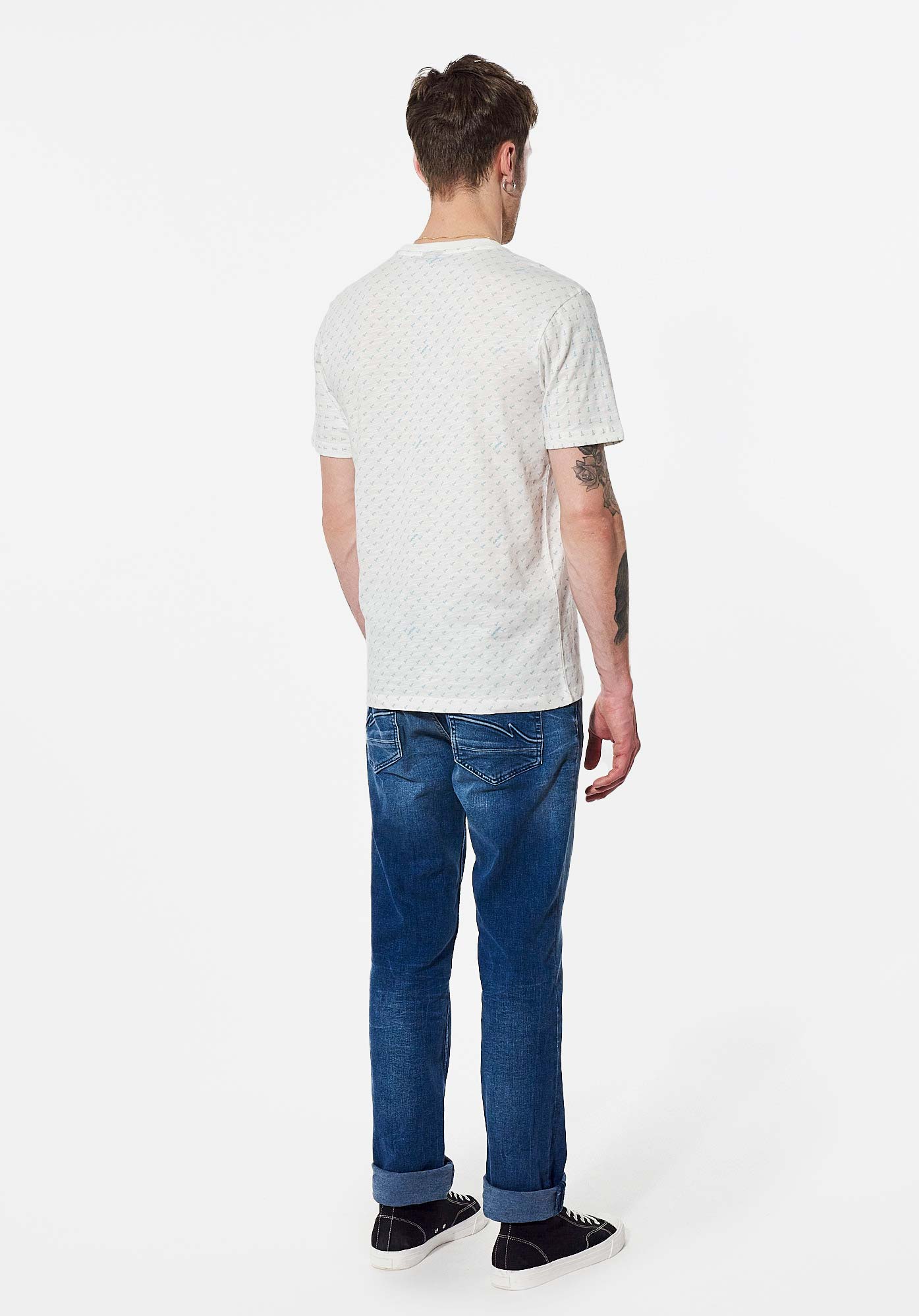 PEDRO  T-shirt blanc logo all over Homme en 100% coton bio