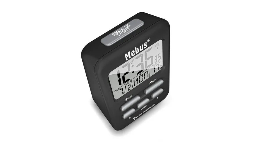 Mebus Funkwecker digital Schwarz