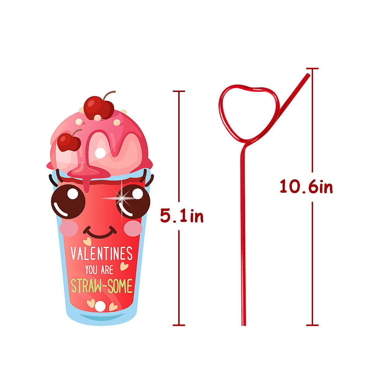 Valentinstag Geschenkkarten mit Trinkhalme für Kinder