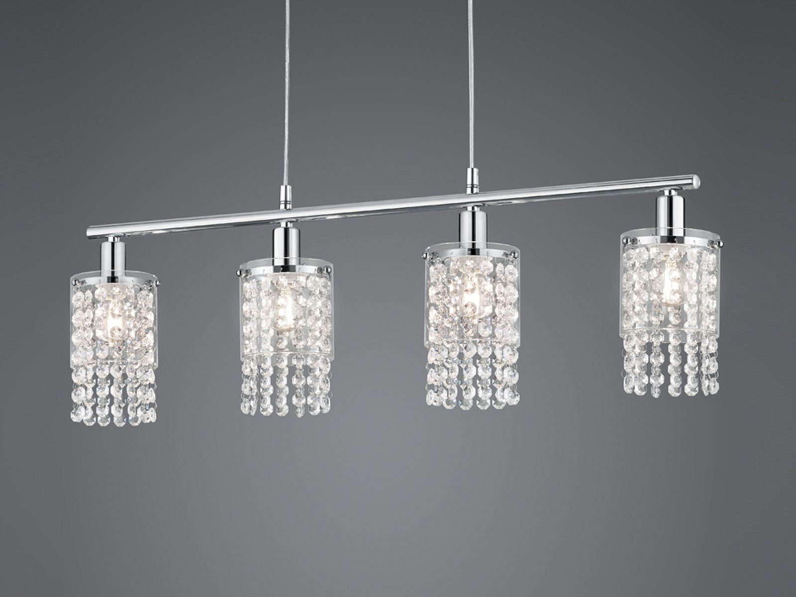 meineWunschleuchte LED Pendelleuchte, Dimmfunktion, LED wechselbar, Warmweiß, Designer-lampe Balken-lampe Kristall hängend über-n Esstisch, B 150cm