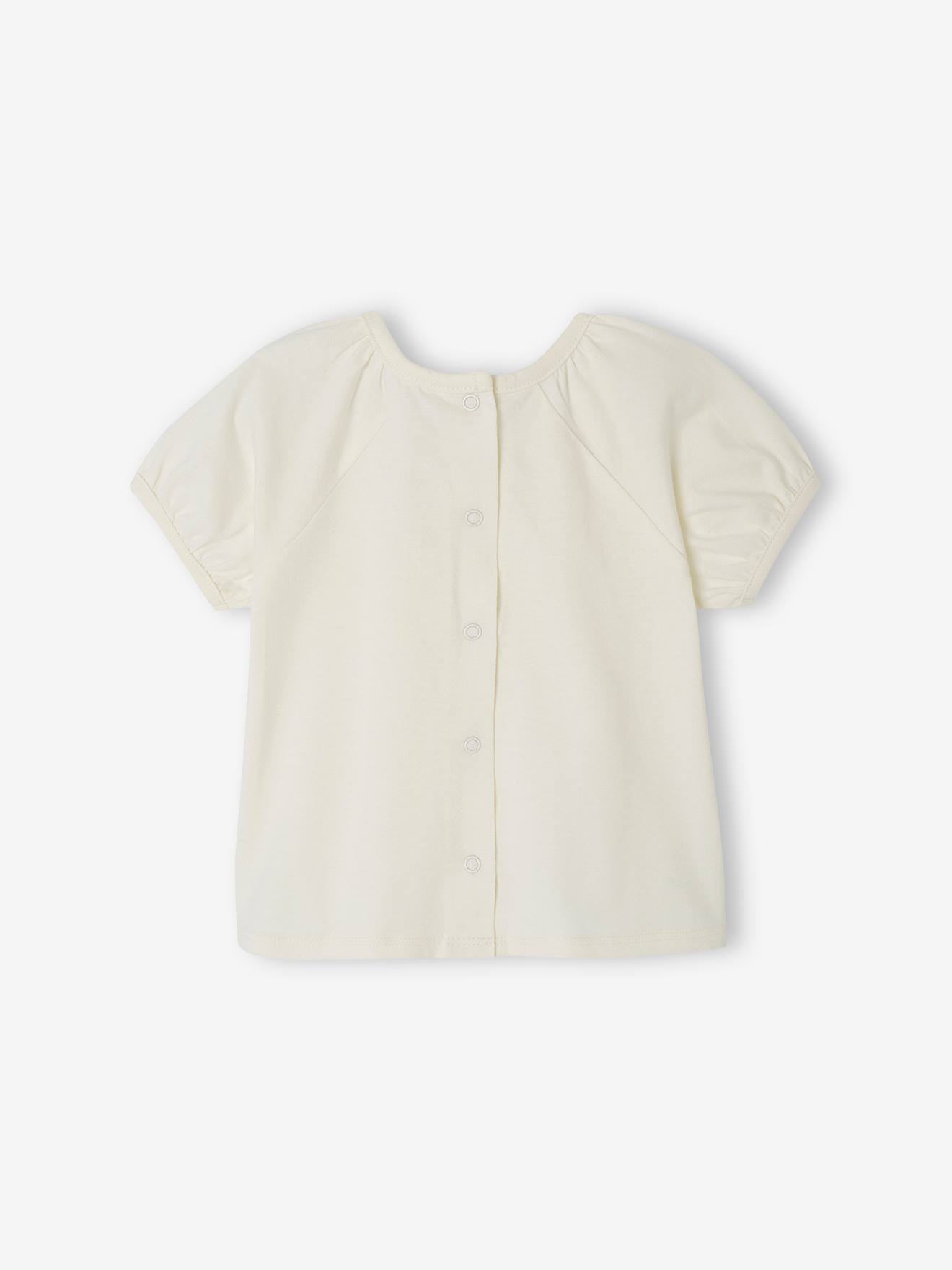 Vertbaudet Baby T-Shirt mit Häkelblume Oeko-Tex - wollweiß