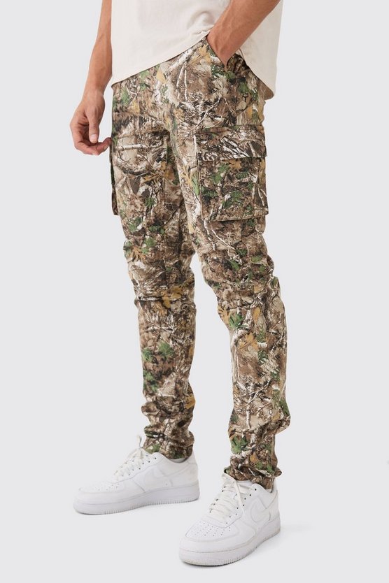 Slim-Fit Cargo-Hose mit Camouflage-Print