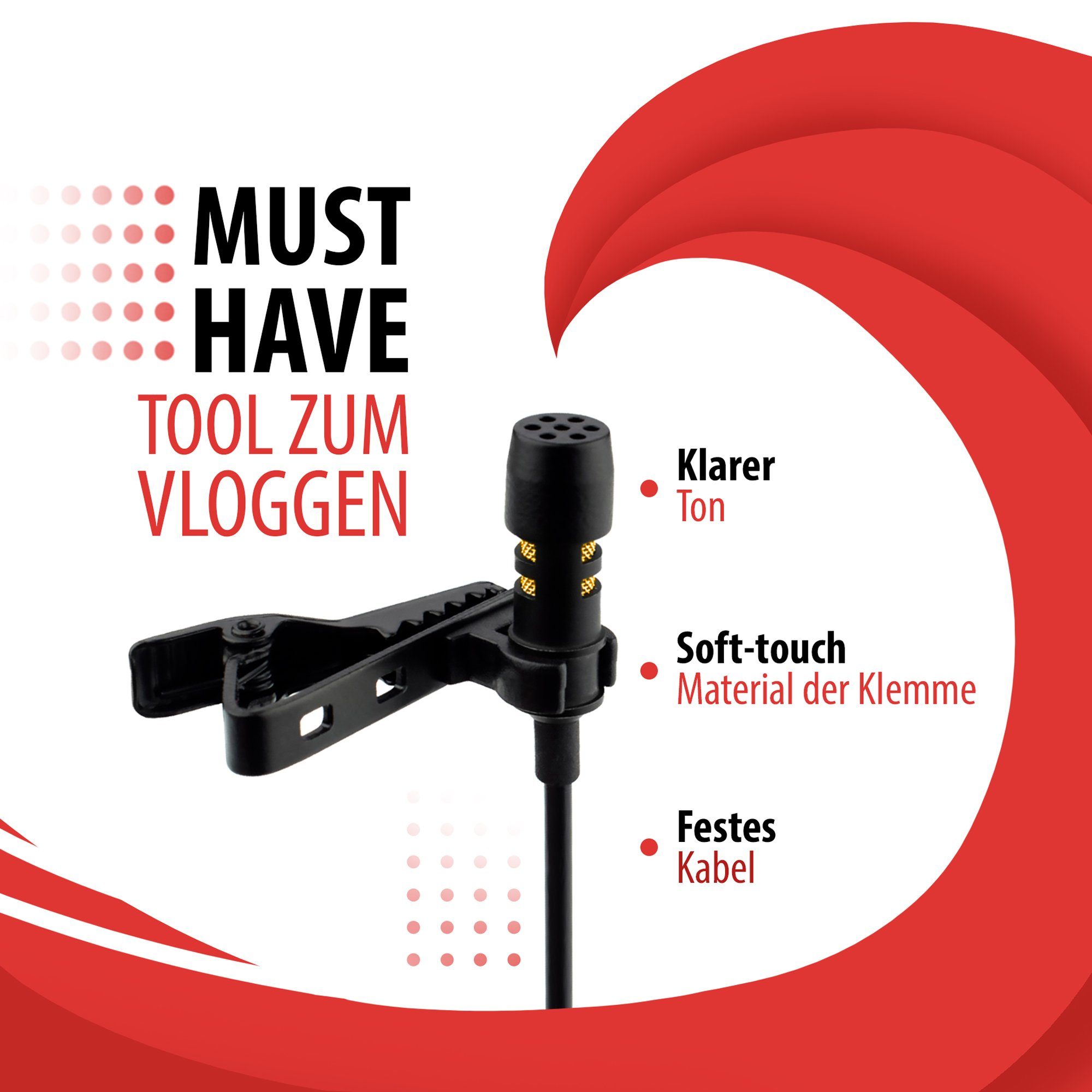 YouMic Mikrofon Set 2 Stück Clip-on Lavalier Mikrofon (1-tlg), für iPhone / iOS / Android