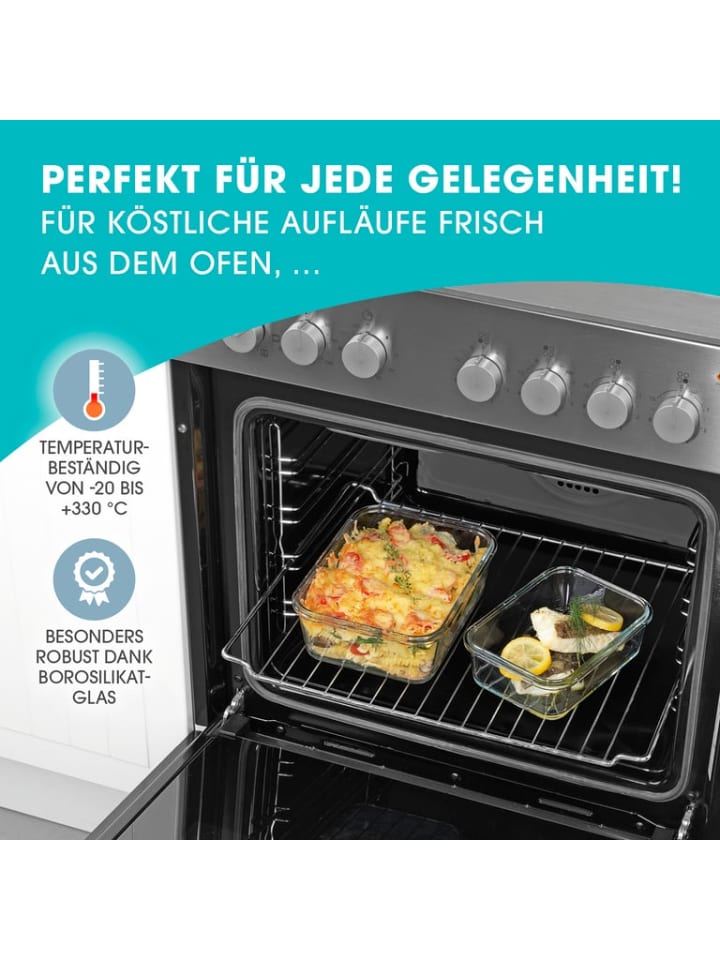 Gourmetmaxx GOURMETmaxx Glas-Frischhaltedosen Klick-it - 16-tlg. - transparent/smaragd günstig kaufen onesize