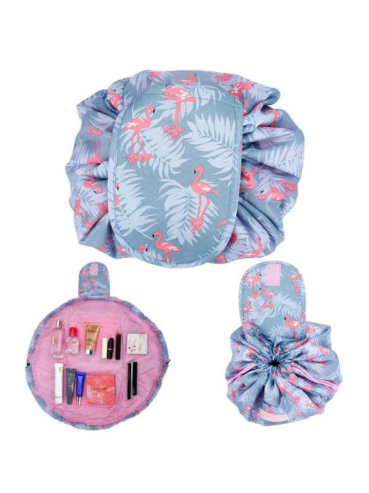 Intirilife One Step Kulturbeutel mit Kordel in GRAU ROSA FLAMINGO günstig kaufen onesize