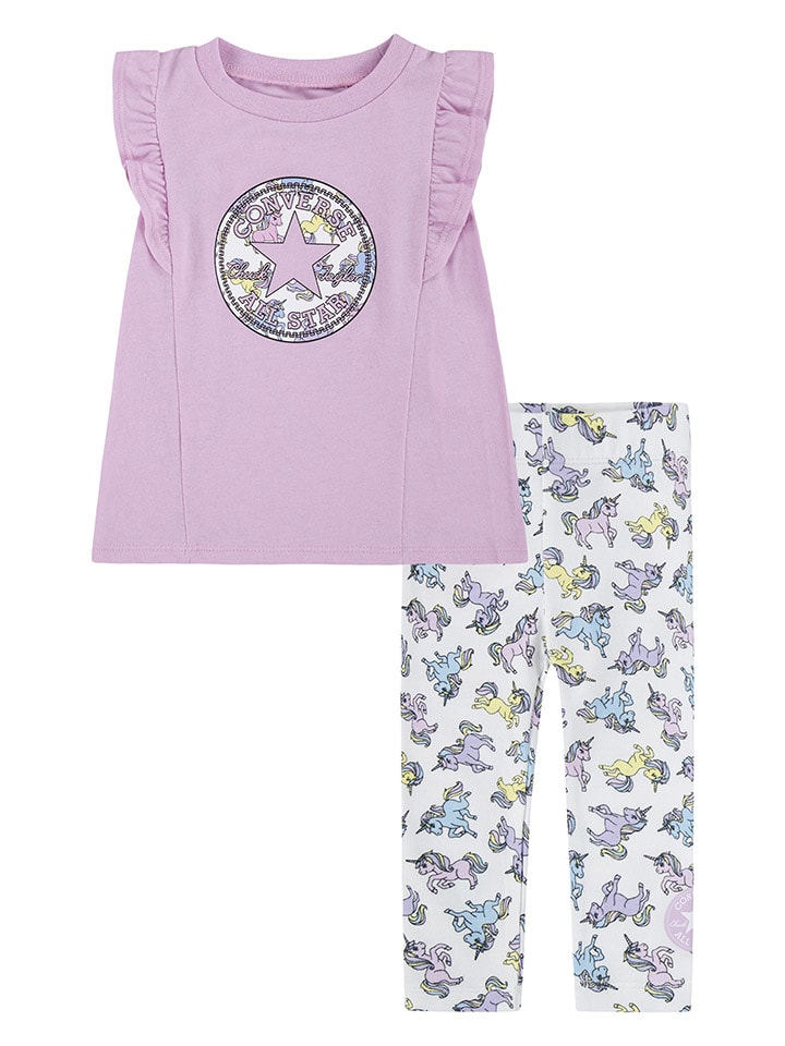 Converse 2tlg. Outfit in Grau/ Weiß/ Lila/ Bunt günstig kaufen