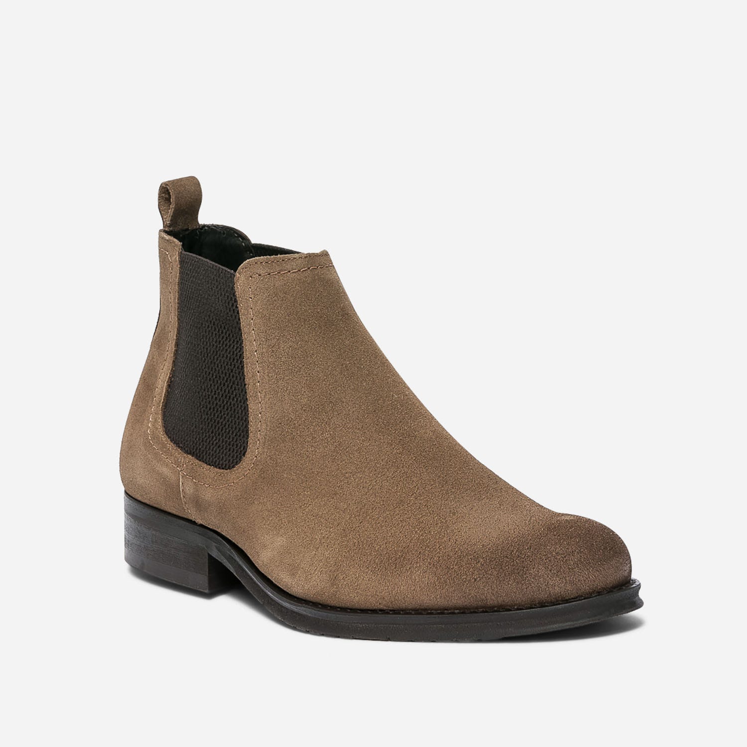 Chelsea boots camel en cuir velours