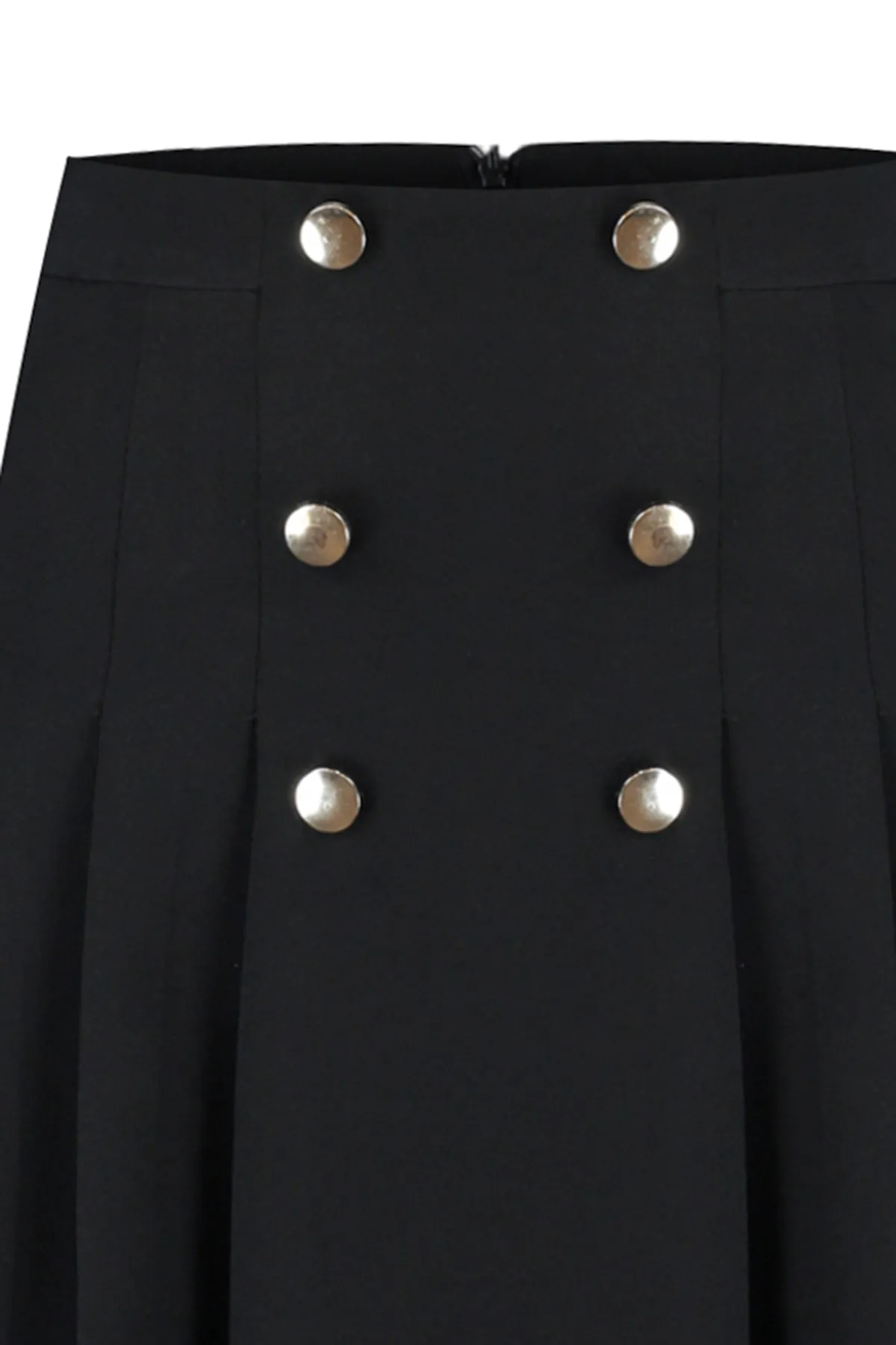 Trendyol Collection  Schwarzer, plissierter Mini-Webrock mit hoher Taille und Knopfdetail TWOAW22ET0243