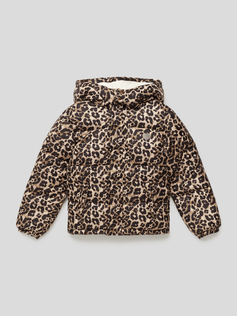 Steppjacke mit Animal-Print in schwarz