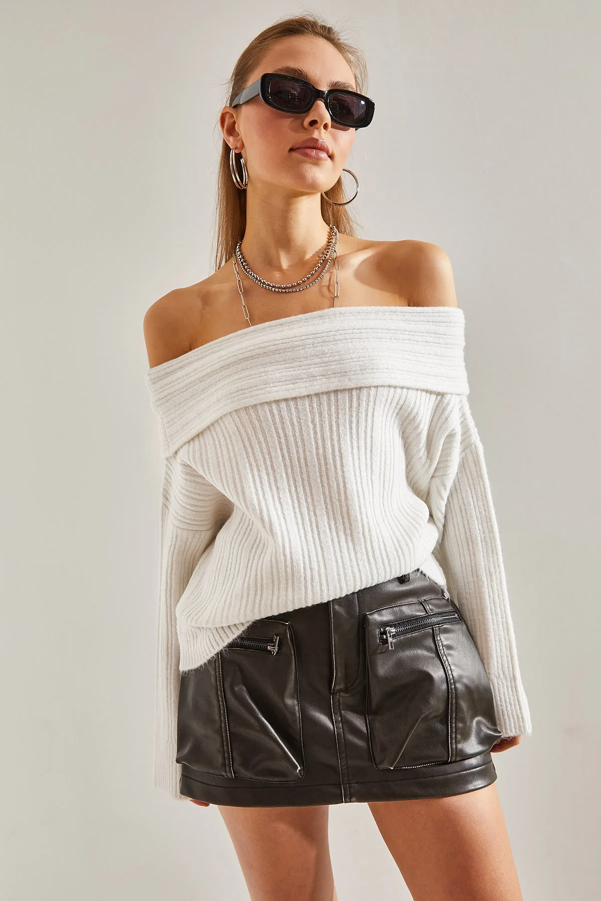 Bianco Lucci  Damenpullover mit Rüschenkragen