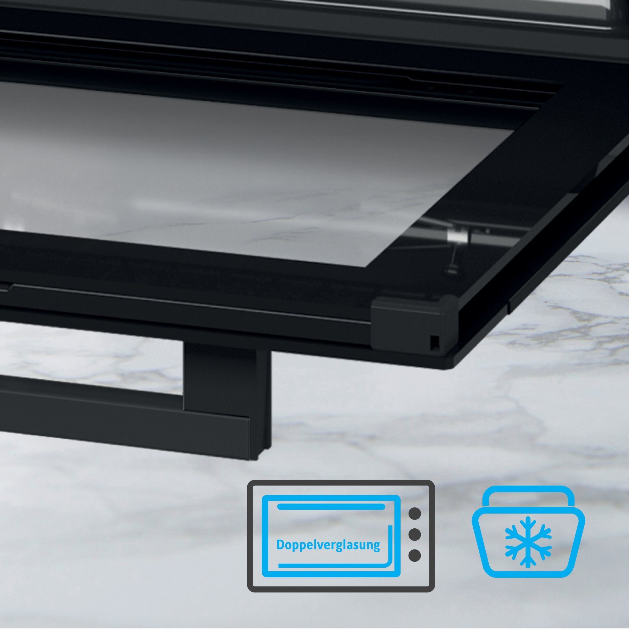 ICQN Minibackofen 60 Liter XXL, inkl. Backblech Set, 40°-230°C, Umluft, Pizza-Ofen, Doppelverglasung, Drehspieß, Timer, Emailliert