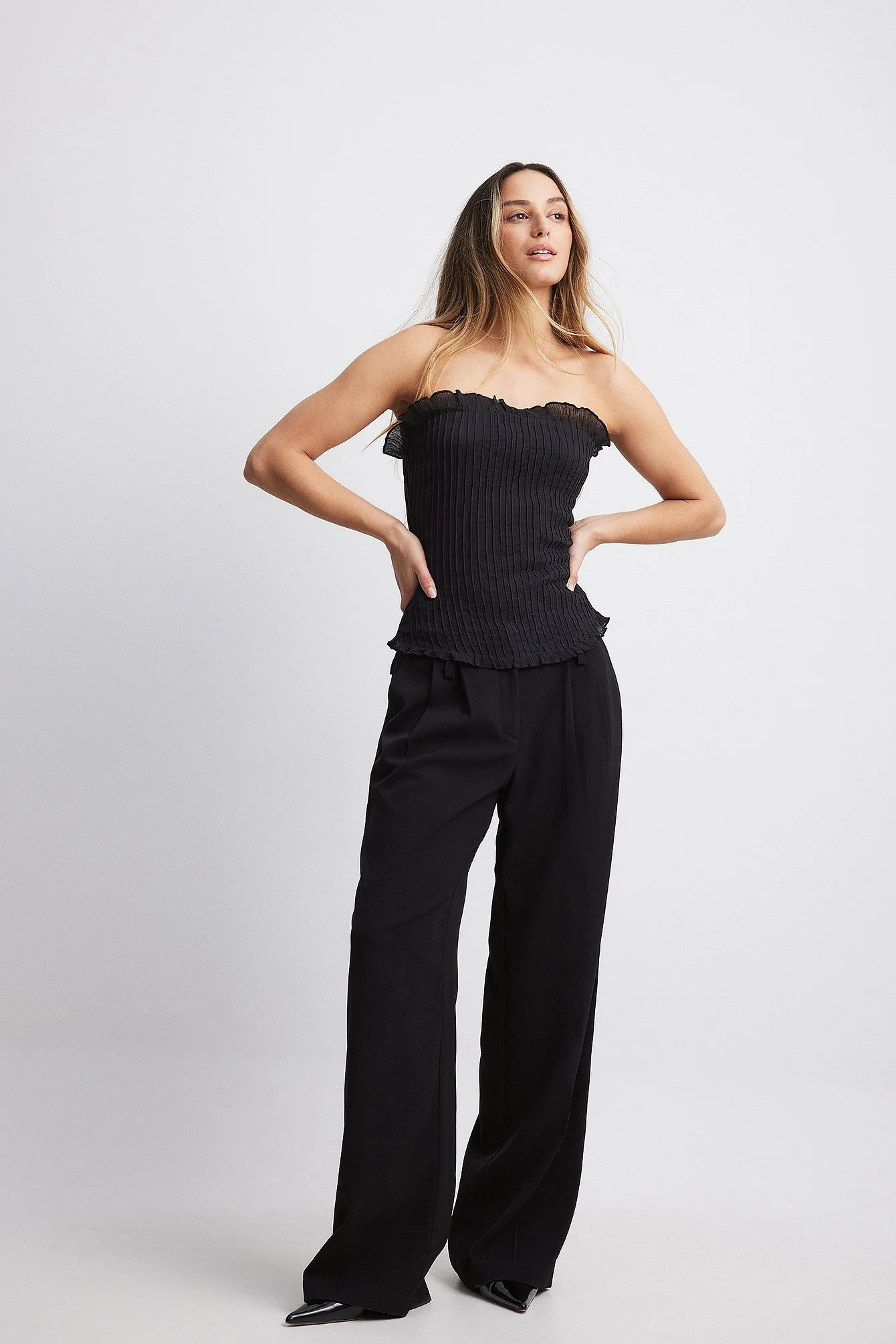 Bandeau-Oberteil mit Pintuck-Detail