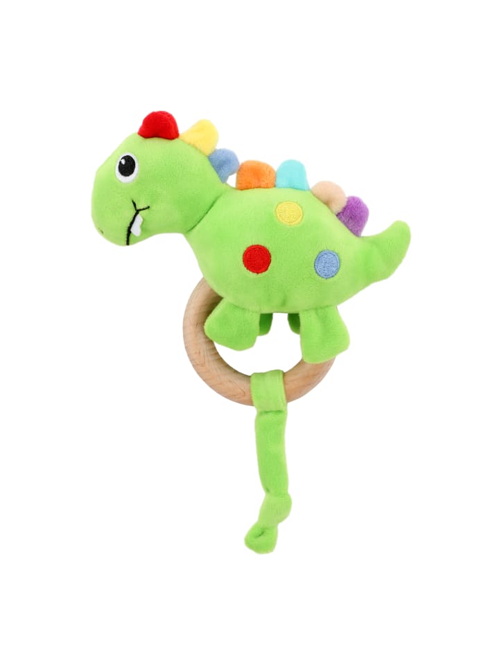 Toi-Toys LITTLE STARS - Babyrassel Dino mit Holz-Beißring in grün günstig kaufen onesize