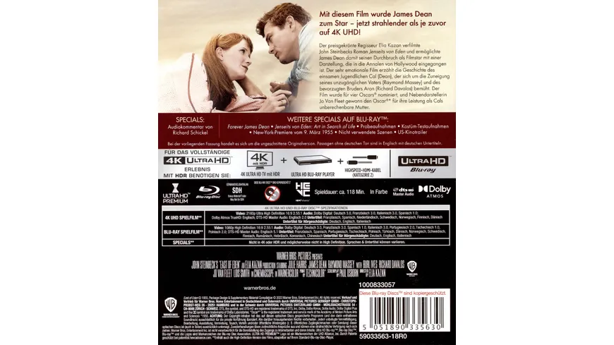Jenseits von Eden  (4K Ultra HD) (+ Blu-ray 2D)