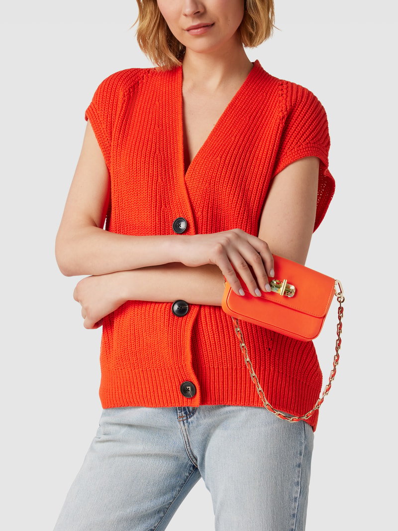 Micro Bag mit Label-Applikation in metallic Modell 'HERO' in orange