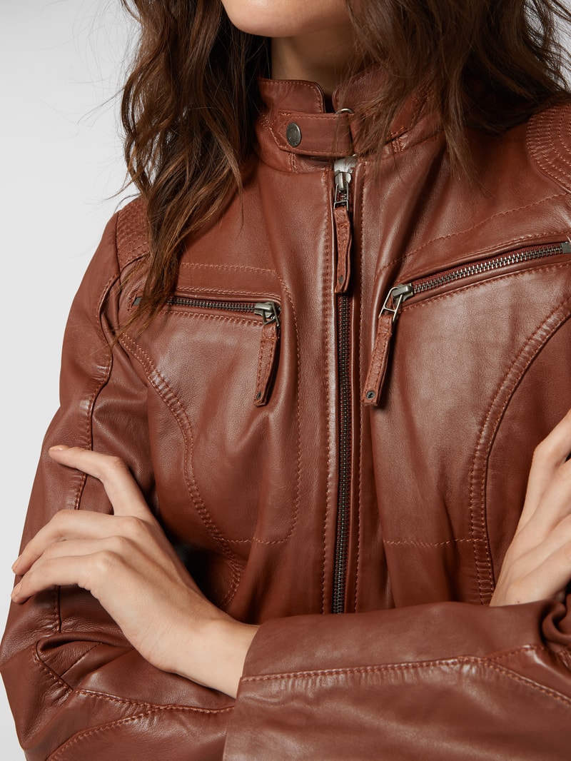 Lederjacke aus Lammnappa in cognac