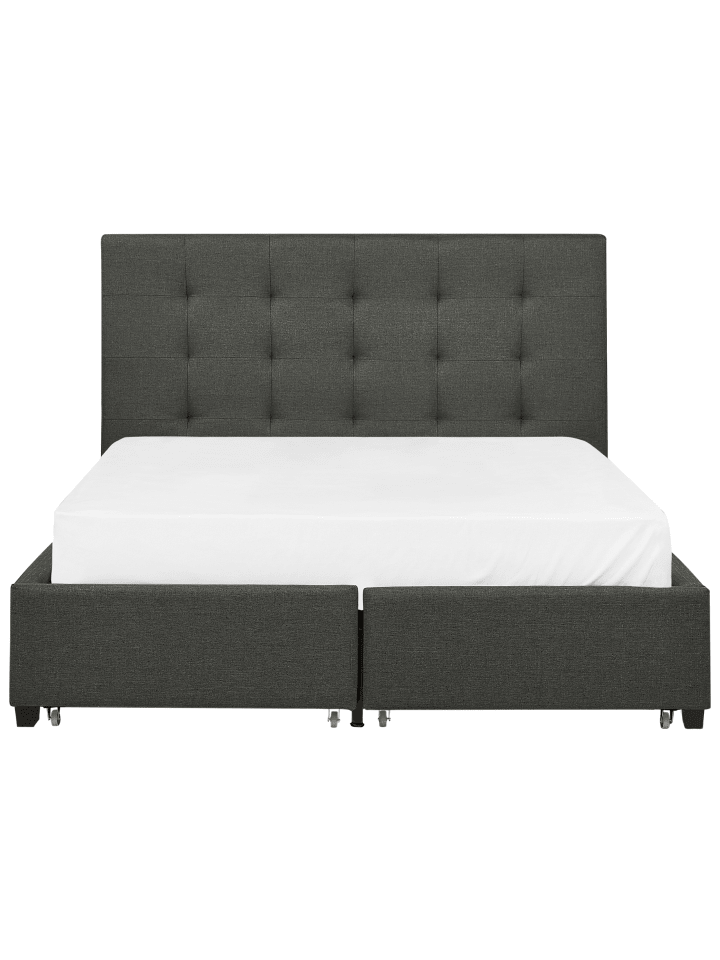 Beliani Doppelbett LA ROCHELLE in Grau/Schwarz - (W) 153 x (H) 109 x (L) 213 cm günstig kaufen onesize