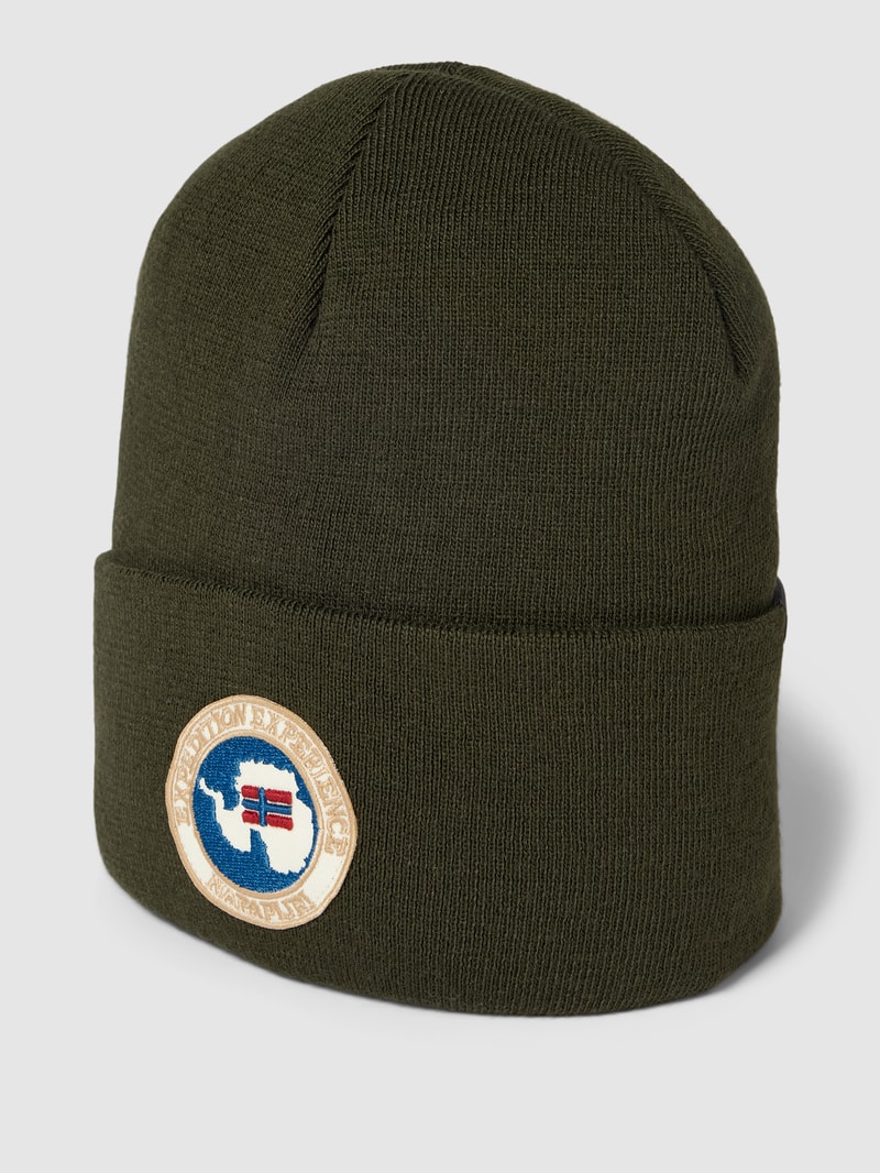 Mütze mit Logo-Patch Modell 'MOUNTAIN' in olivgrün