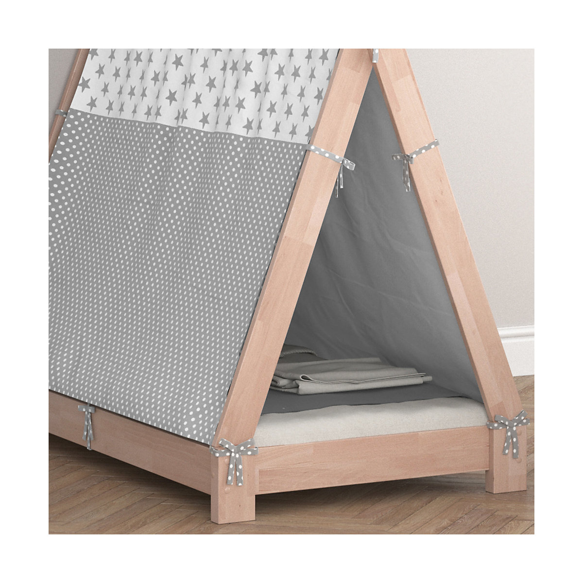 Kinderbett Hausbett Tipi + Überwurf 70x140cm Indianerzelt Indianerbett