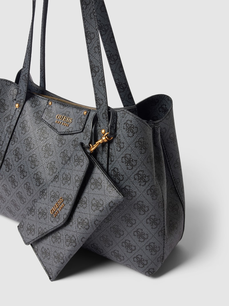 Shopper mit Allover-Logo Modell 'BRENTON' in schwarz
