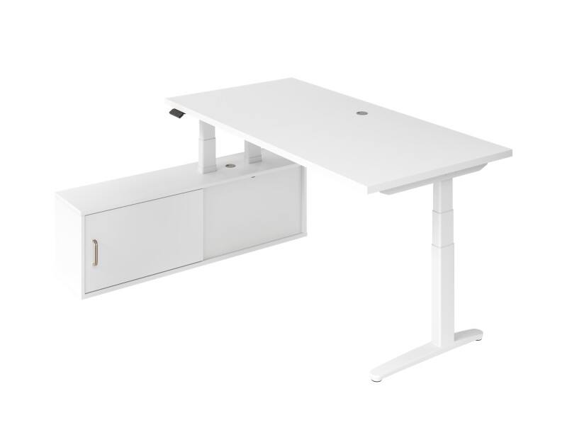 Hammerbacher Sitz-Stehschreibtisch VXBHM2C/WW/WW Weiß