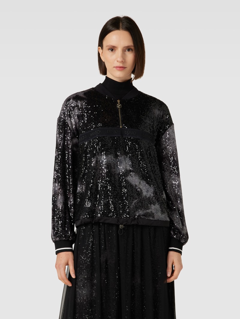 Pullover mit Paillettenbesatz in black