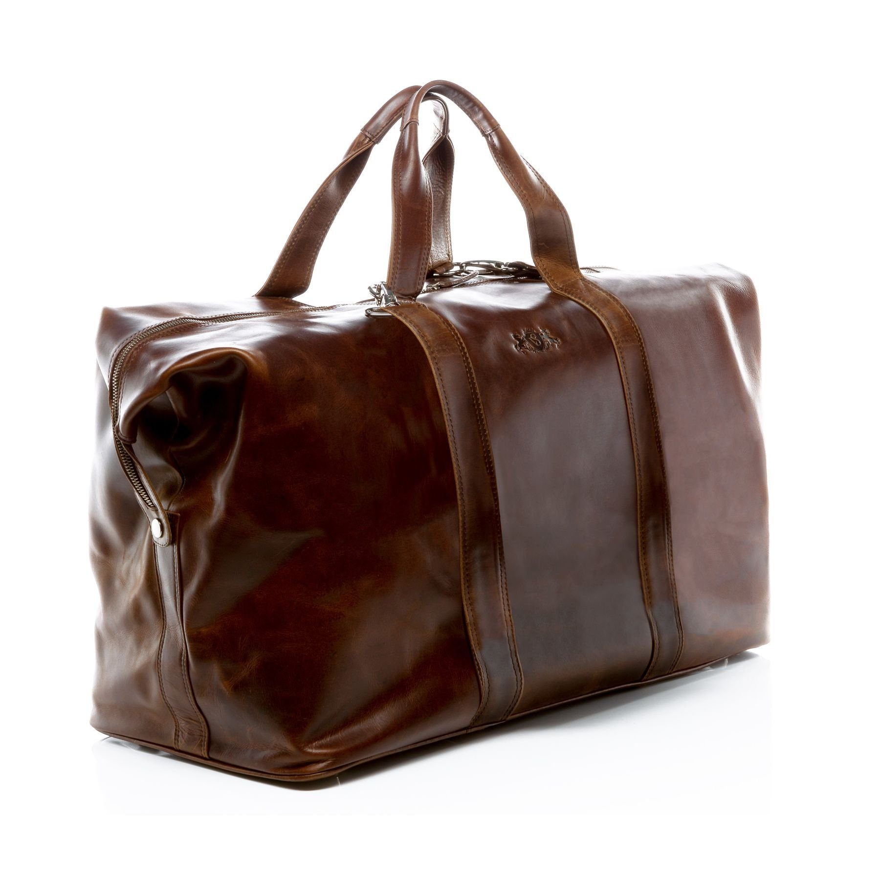 SID & VAIN Reisetasche Leder Weekender Unisex CHESTER, Echtleder Reisegepäck für Damen & Herren, Sporttasche XL braun-cognac