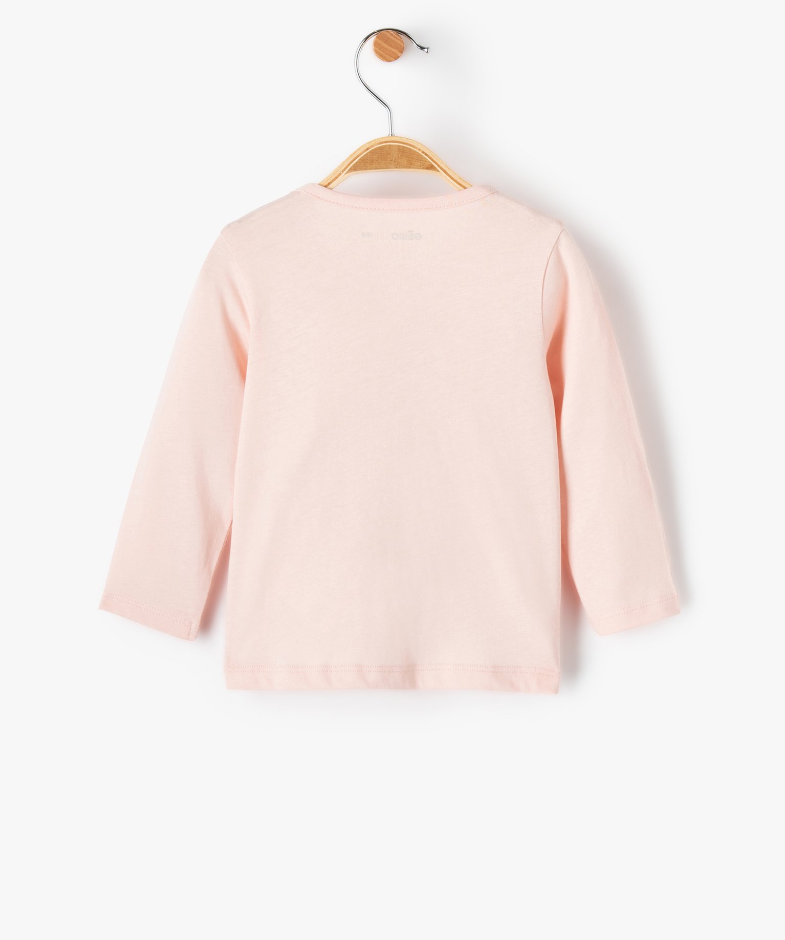 Tee-shirt à manches longues message pailleté bébé fille rose | GEMO