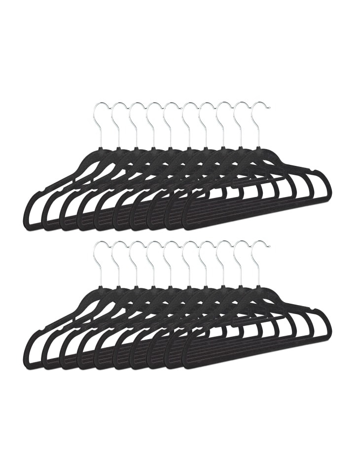relaxdays 20x Kleiderbügel in Schwarz günstig kaufen onesize
