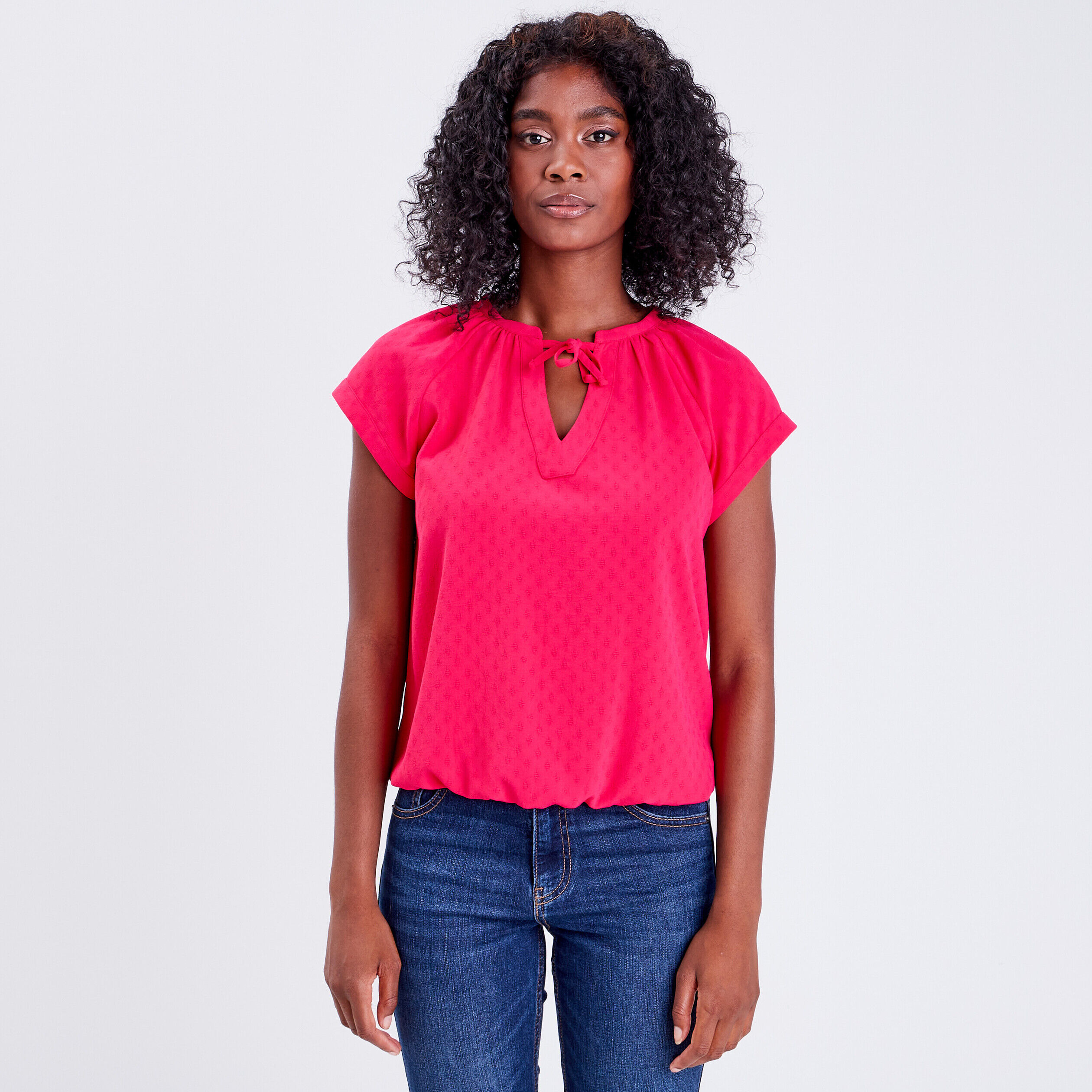 Blouse manches courtes rose vif femme | Cache Cache