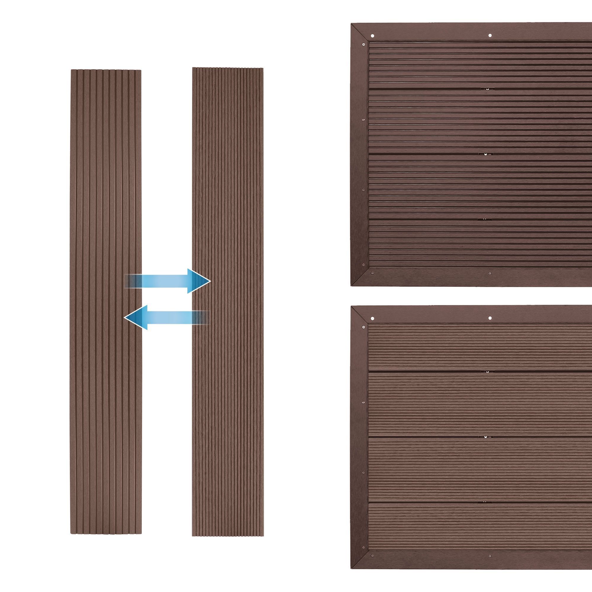 ML-DESIGN Solardusche WPC Bodenelement Bodenplatte für Gartendusche Pooldusche, Braun 101x63x5,5cm,rutschfeste Unterlage inkl. Montagematerial