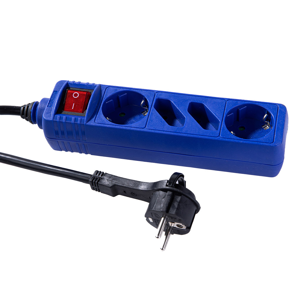 Powertec Electric Steckdosenleiste 4fach, Blau