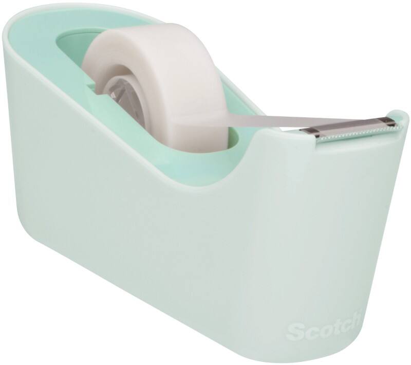 Scotch Klebebandabroller C18 Mintfarbe mit 1 Rolle Scotch Magic Klebefilm 810 Matt Unsichtbar 19 mm (B) × 33 m (L)