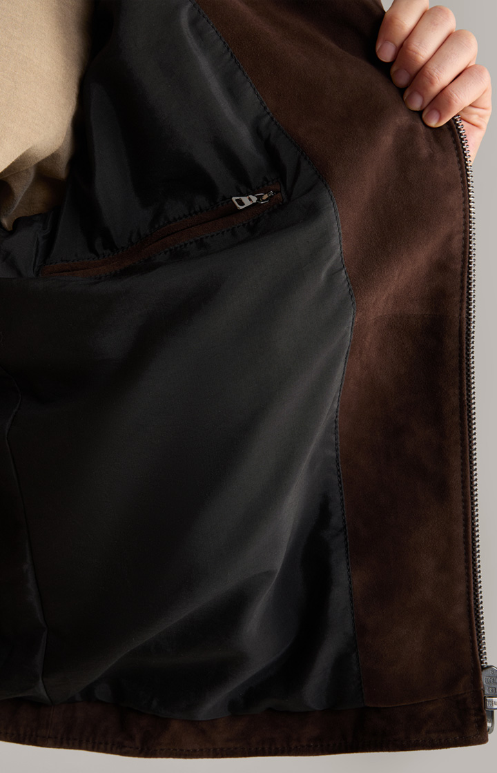 Velours-Lederjacke Lezy in Dunkelbraun