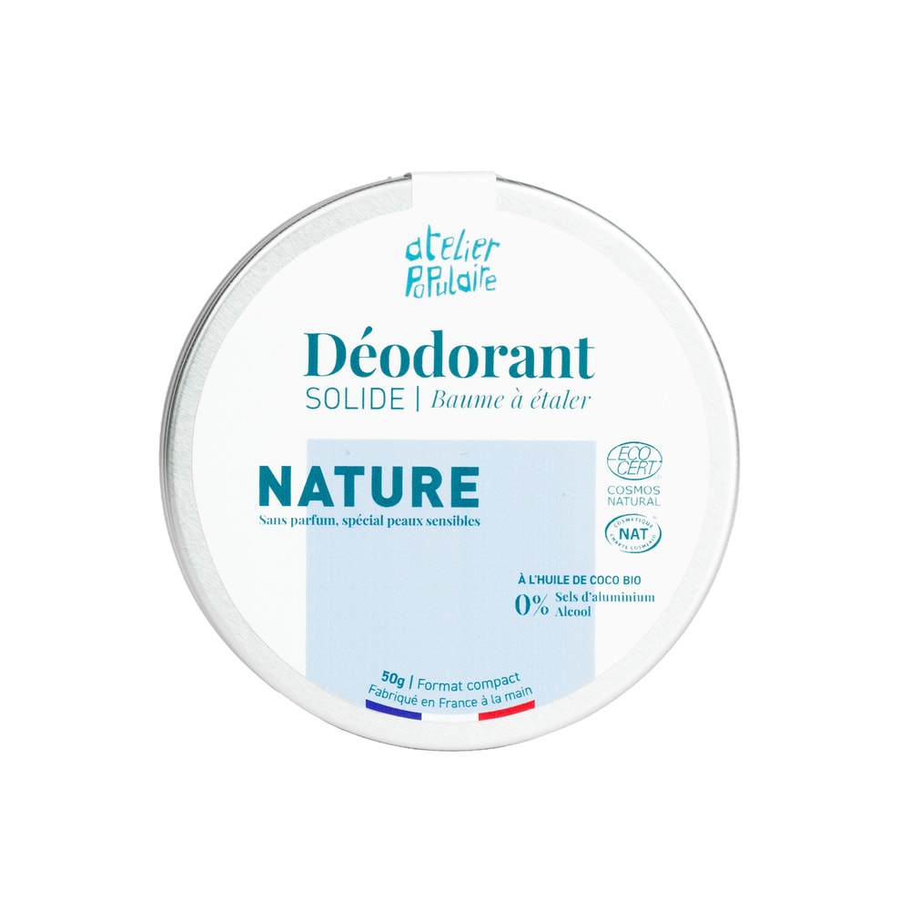 atelier populaire Déodorant solide certifié bio | Nature | 50g Déodorant