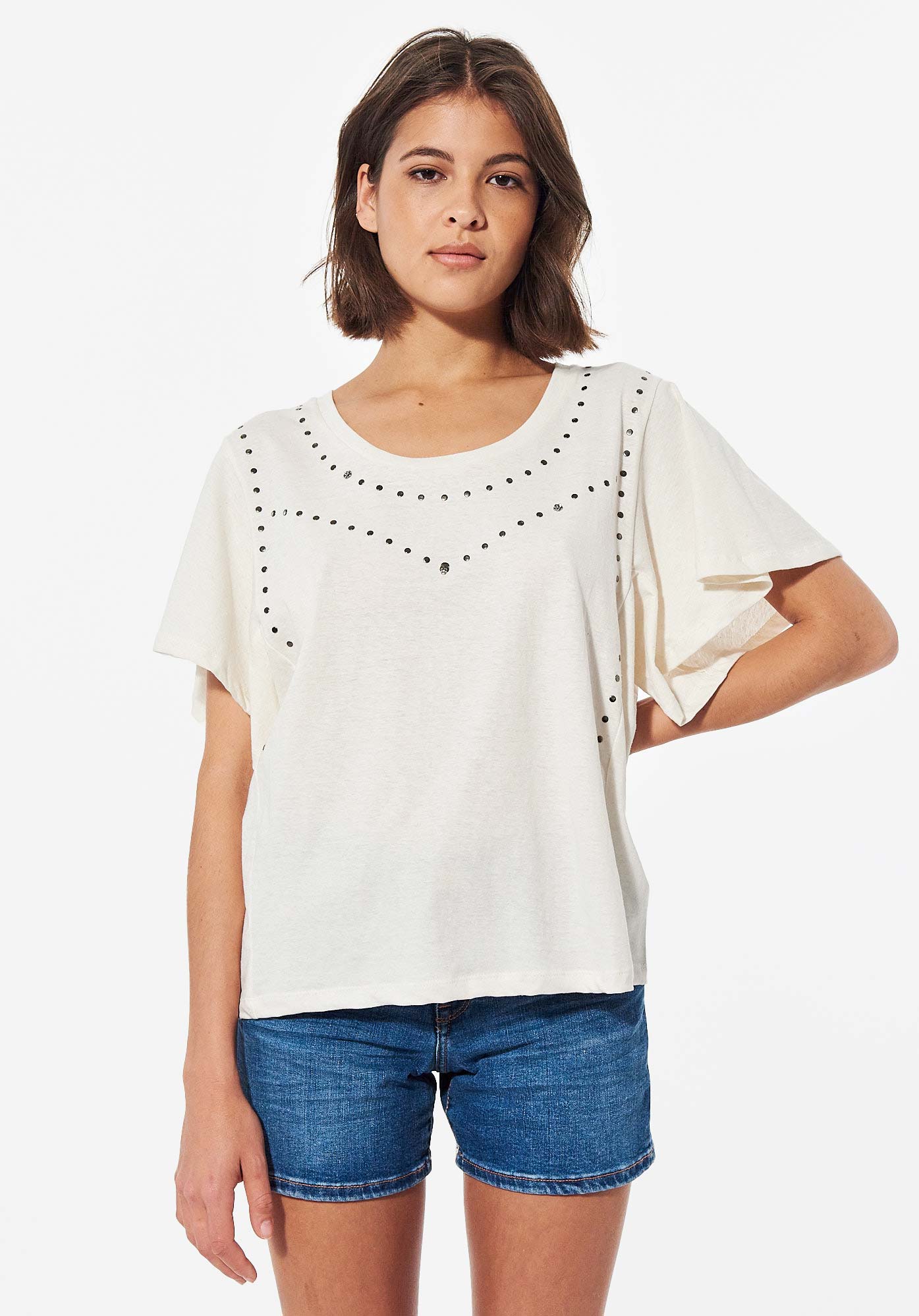 KARVI  T-shirt blanc loose Femme