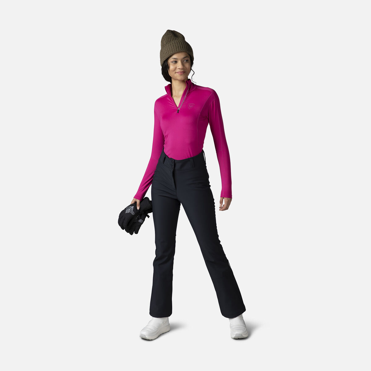 Damenoberteil Baselayer Classique mit halbem Reißverschluss