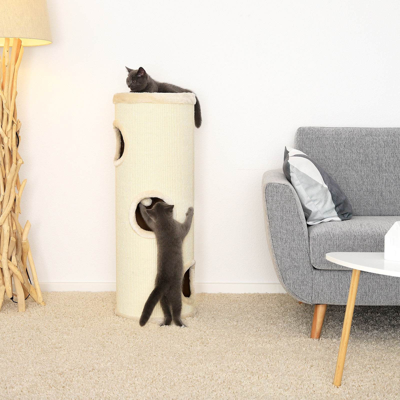 Lionto Kratztonnen Lionto 100cm Kratztonne mit Sisal beige