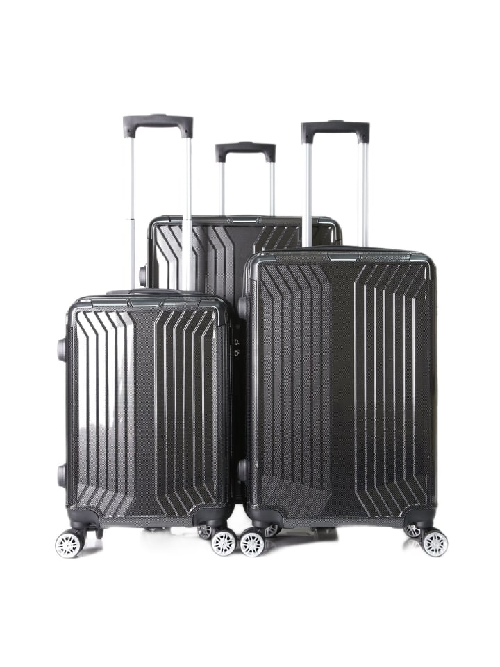 Cheffinger Koffer 3 tlg Trolley Set Kofferset Gepäck Polycarbonat in Schwarz günstig kaufen onesize
