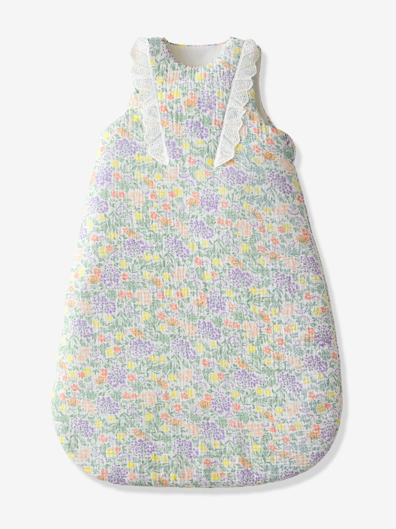 Gigoteuse sans manches en gaze de coton CHAMPÊTRE Oeko-Tex® blanc imprimé