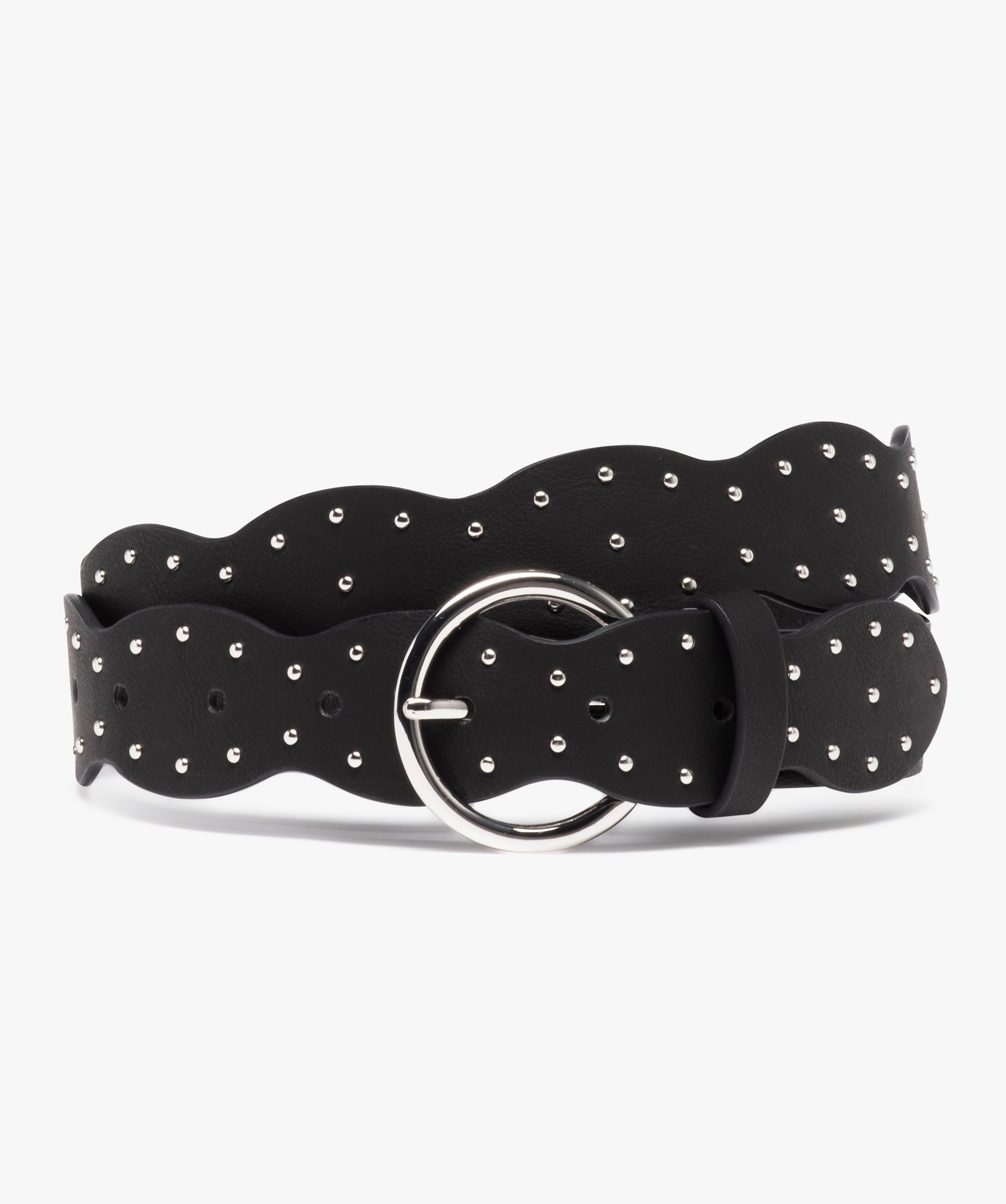 Ceinture à forme originale et clous dorés femme noir | GEMO