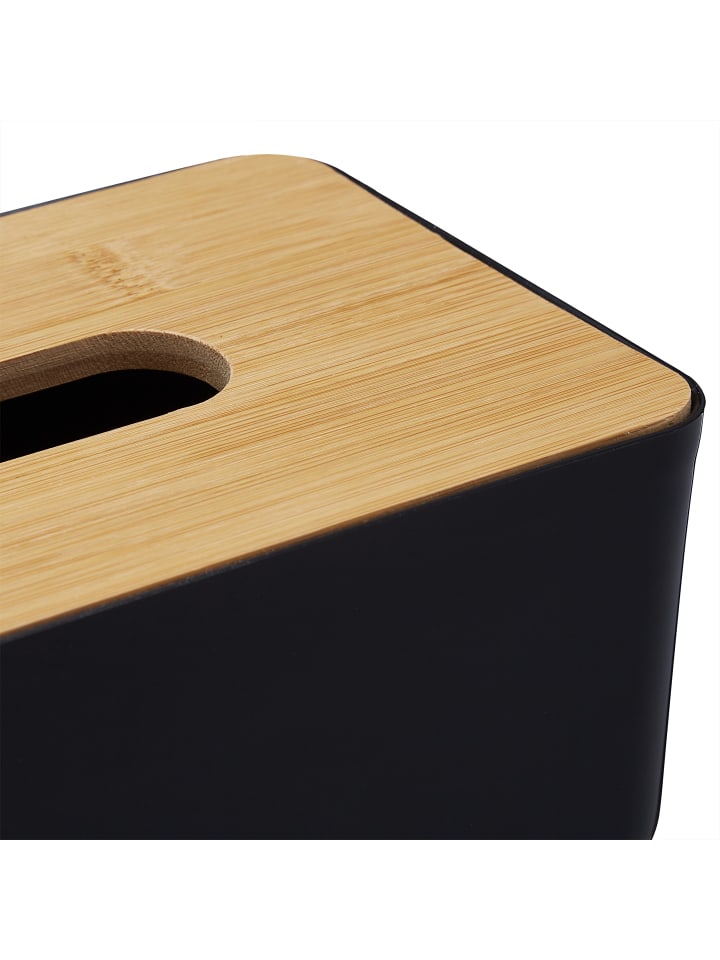 relaxdays Kosmetiktücher Box in Schwarz/ Natur - (B)23 x (H)10 x (T)13 cm günstig kaufen onesize