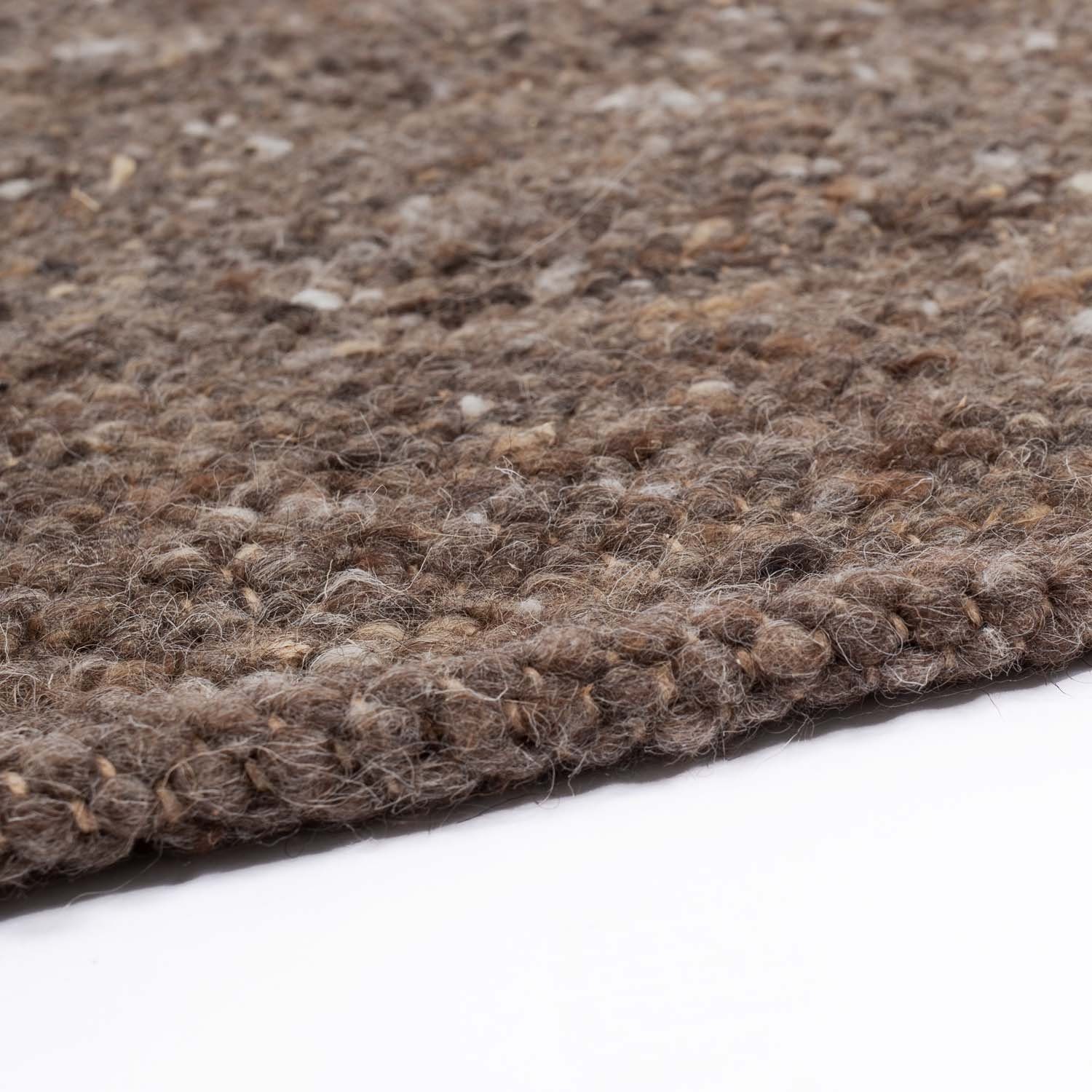 Wollteppich TaraCarpet Handwebteppich Oslo, TaraCarpet, rechteckig, Höhe: 10 mm, Schurwolle Handgewebt braun meliert Wohnzimmer Schlafzimmer 060x090 cm