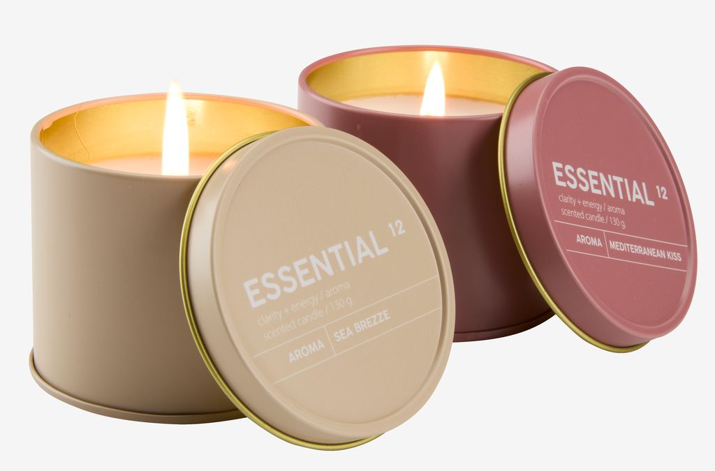 Bougie parfumée STAFFAN avec couvercle, couleurs variées