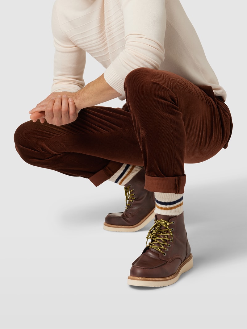 Boots mit Wulstnaht Modell 'SLHTEO NEW LEATHER' in mittelbraun